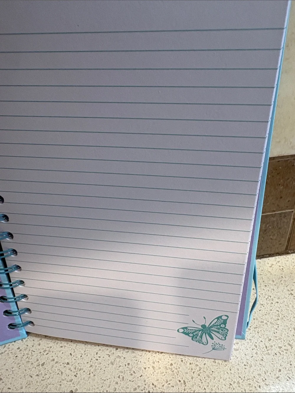 Notes & Thoughts Blue Floral Butterfly Journal with Purple Pen NEW!